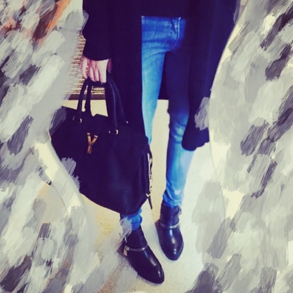 YSL Yves Saint Lauren Cabas Chyc Y Leather Handbag Tote Bag - Picture 2 of 16